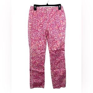 Lilly‎ Pulitzer Vintage Pink Pants White Piping Detail Floral Size 6
